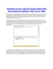 Membuat Form Login Di Visual Studio 2010 dan koneksi ke database SQL Server 2008.docx