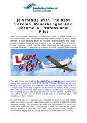 Join Hands With The Best Sekolah Penerbangan And Become A Professional Pilot.ppt